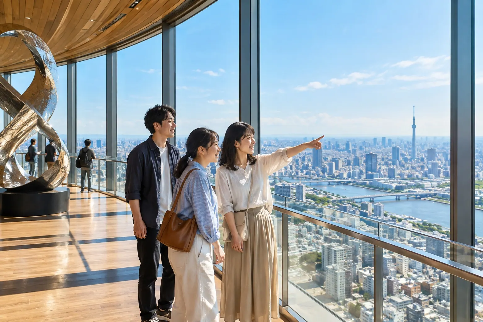 展望施設で景色を楽しむ来場者たちのイメージ