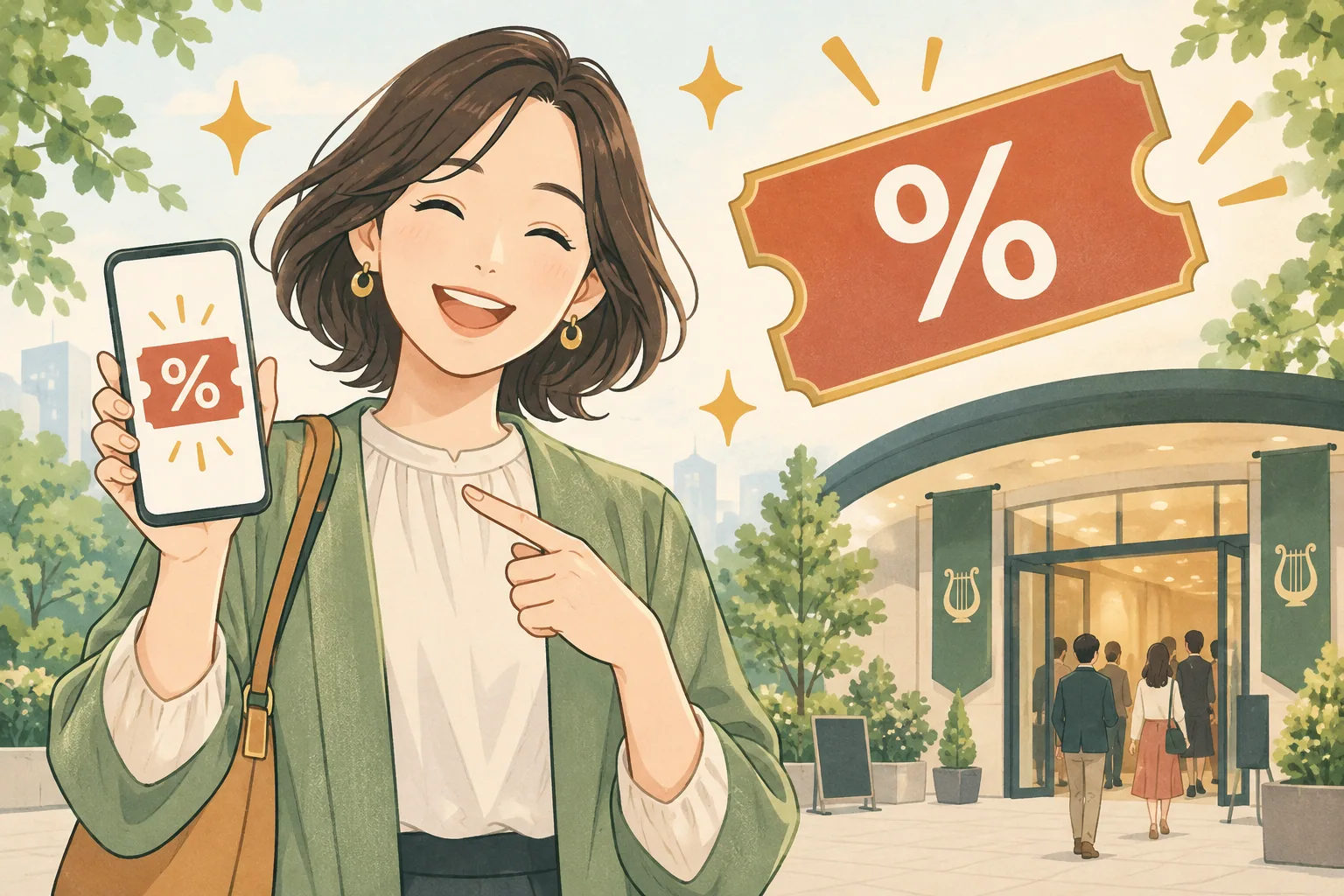 クーポンを使う参加者のイラスト