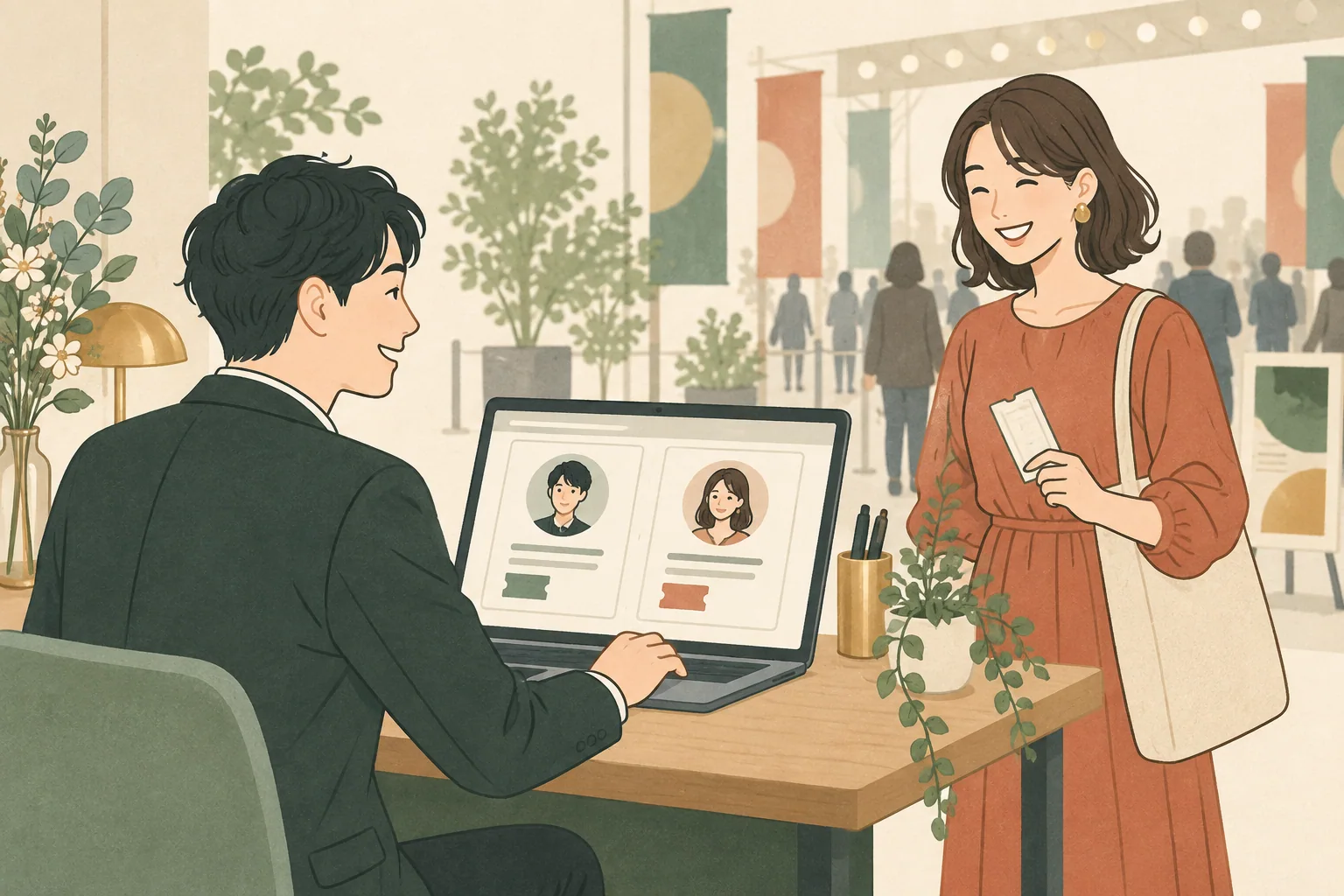 購入者と保有者の情報を確認する主催者のイラスト